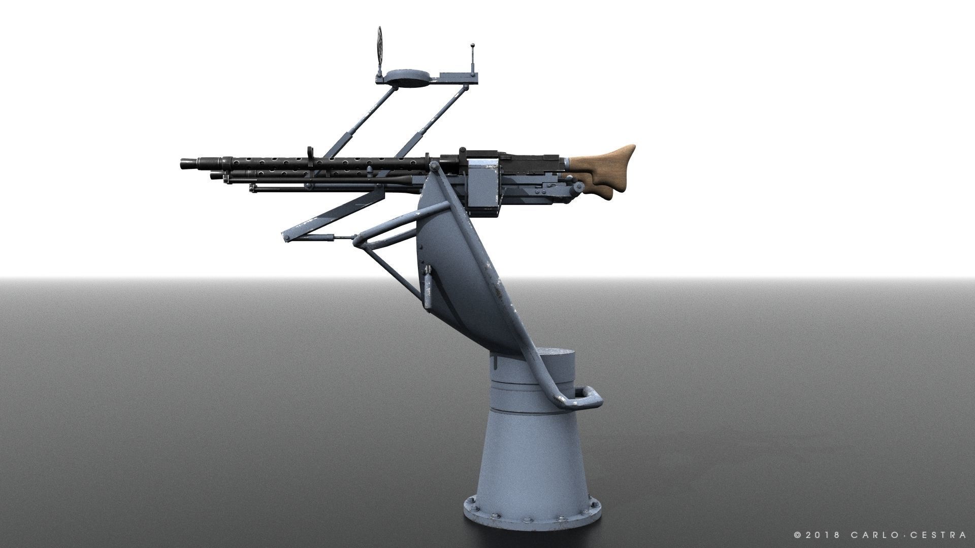 MG34 Zwillingsockel36 A Low-poly 3D model_11