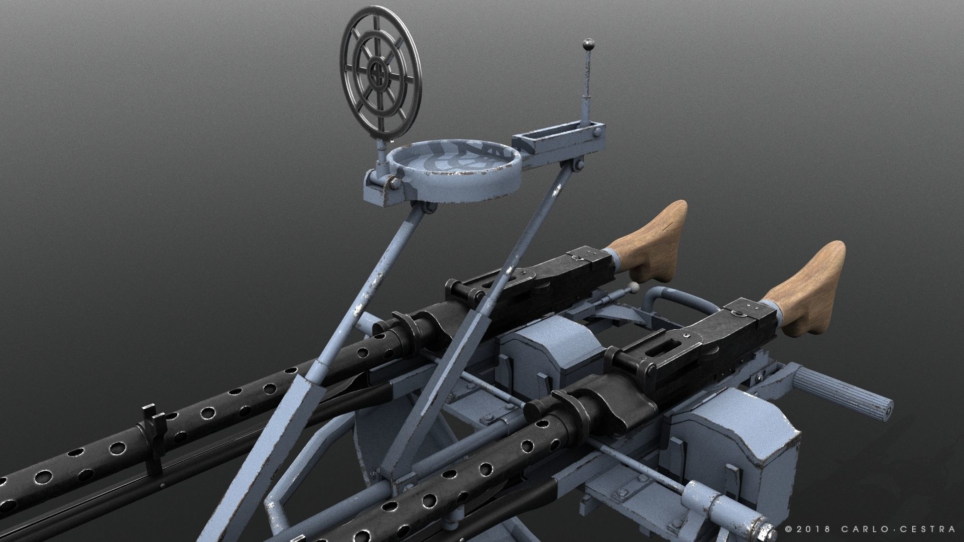 MG34 Zwillingsockel36 A Low-poly 3D model_4
