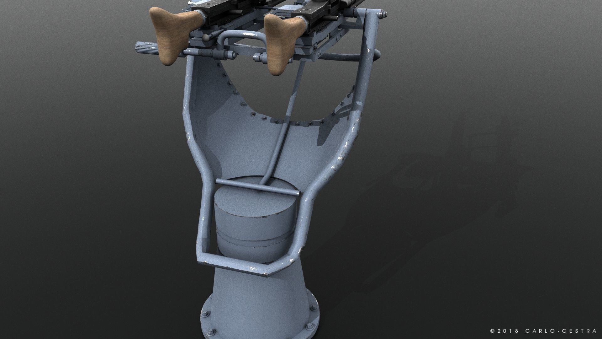 MG34 Zwillingsockel36 A Low-poly 3D model_3