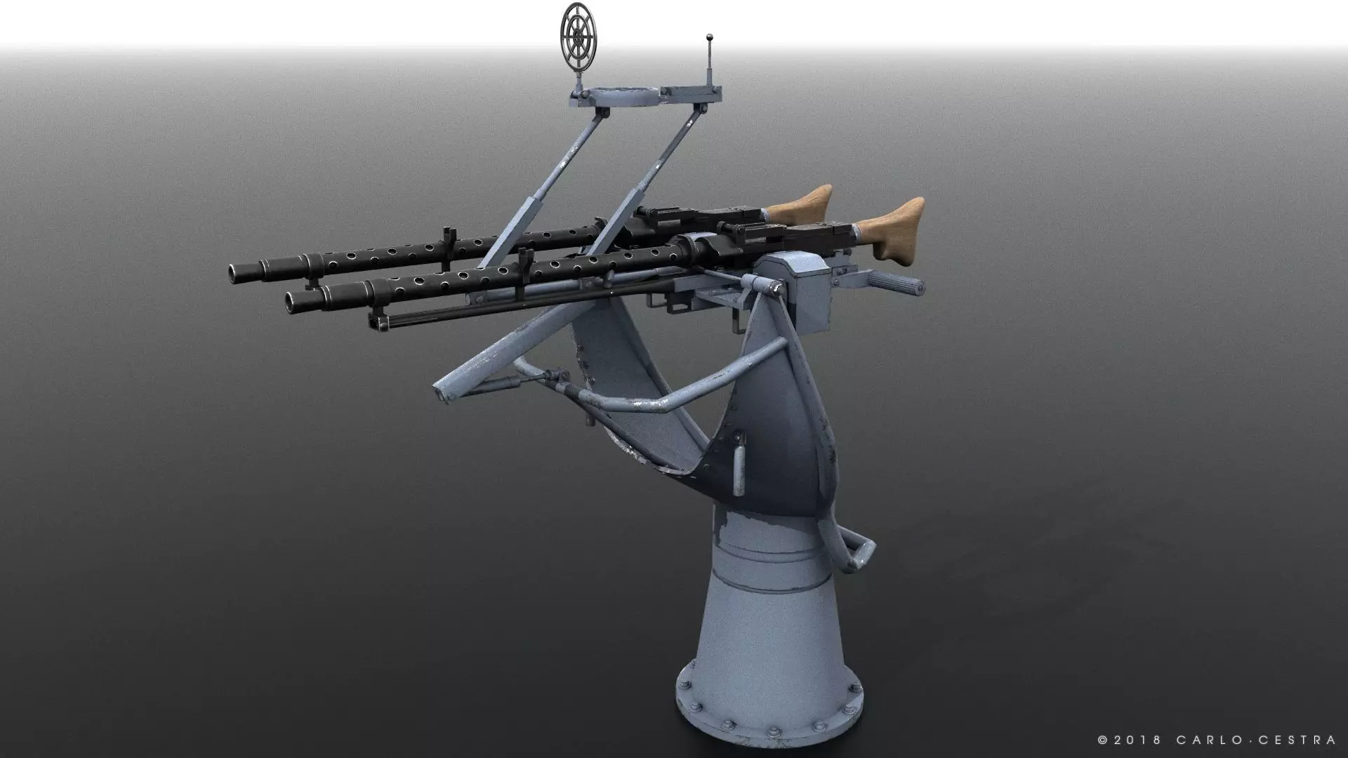 MG34 Zwillingsockel36 A Low-poly 3D model_0
