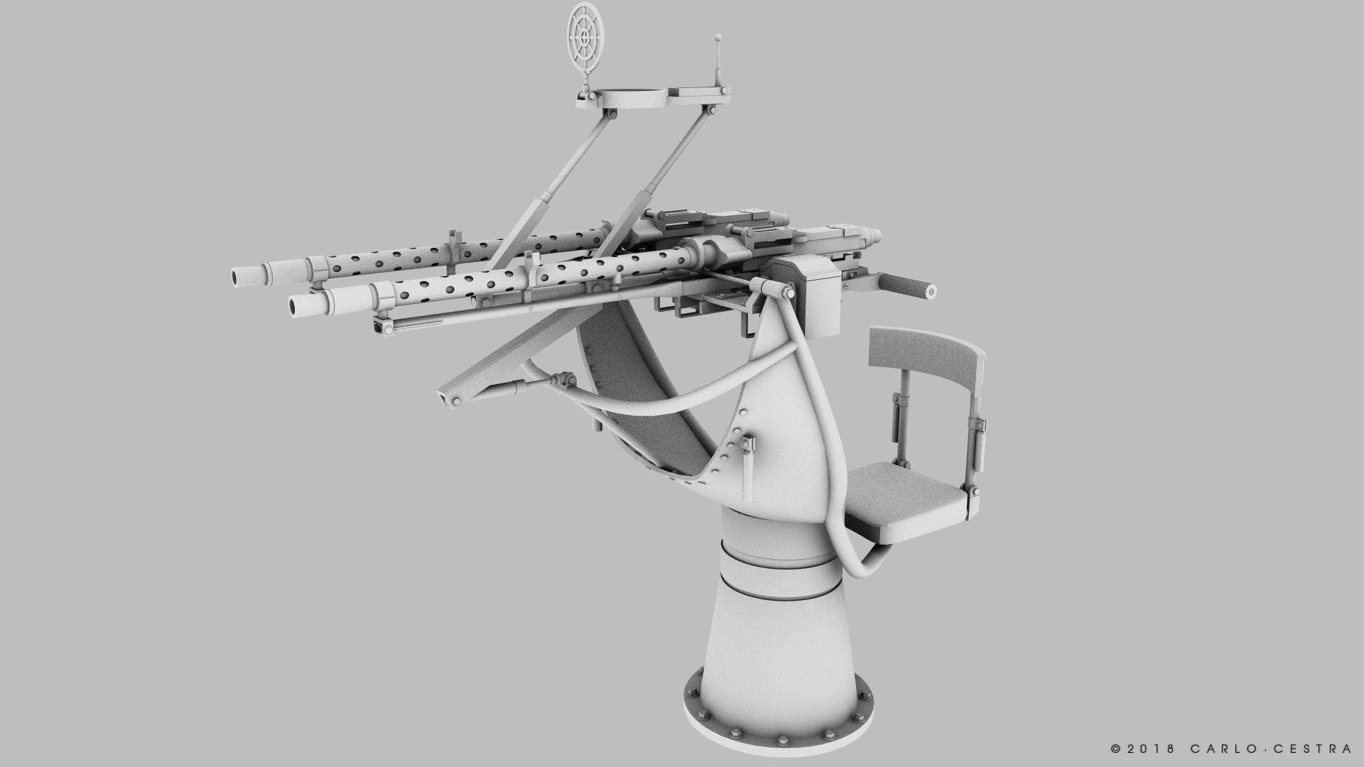 MG34 Zwillingsockel36 B Low-poly 3D model_16
