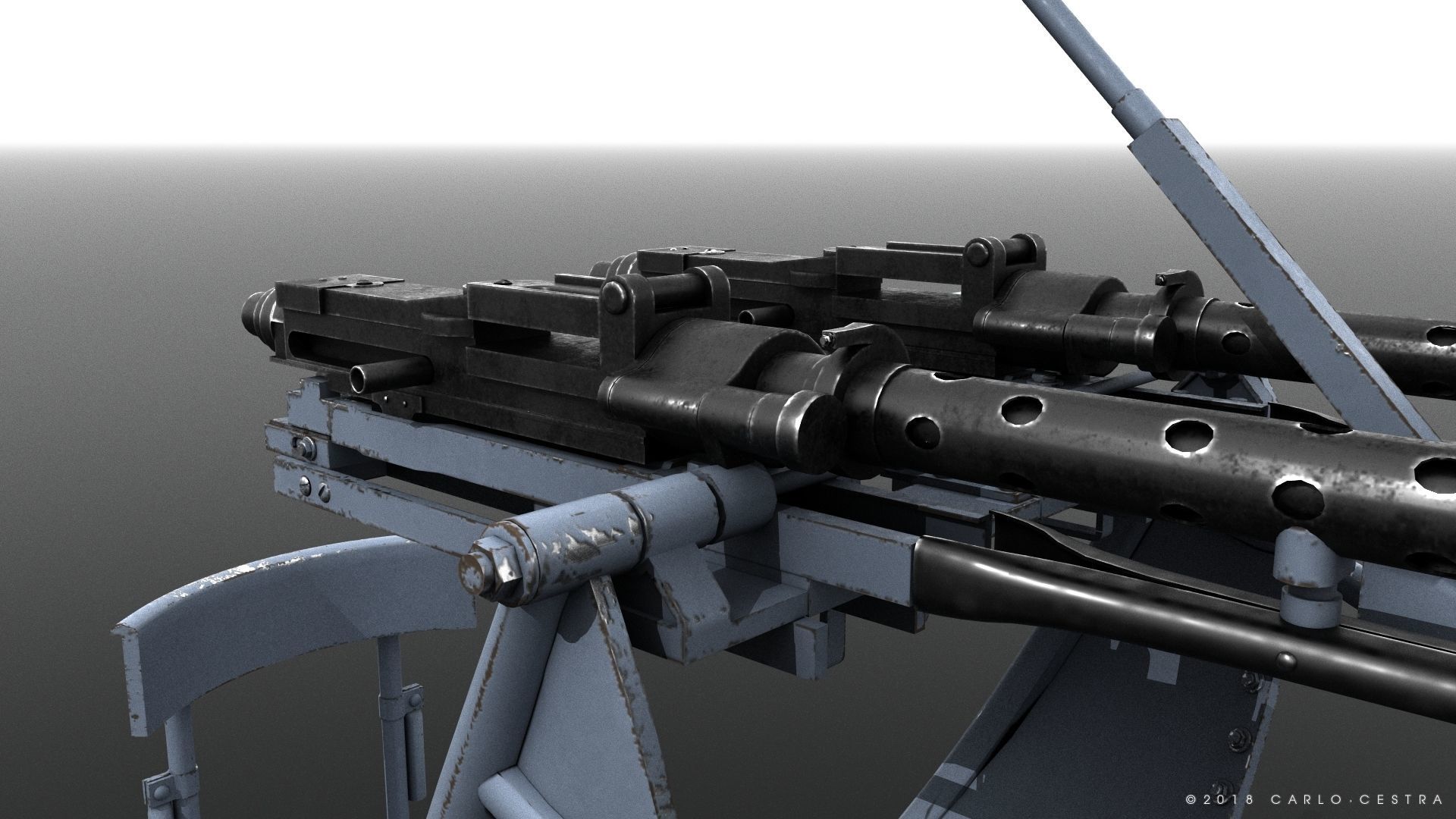 MG34 Zwillingsockel36 B Low-poly 3D model_6