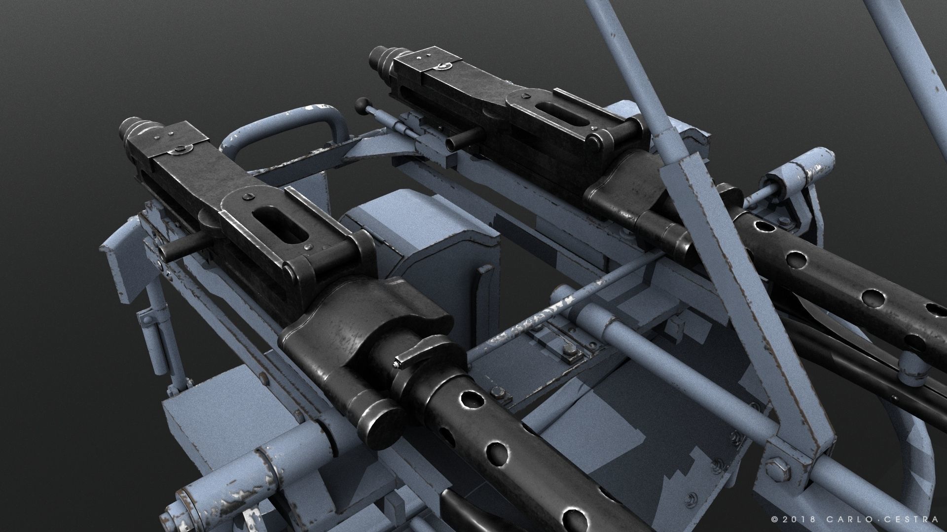MG34 Zwillingsockel36 B Low-poly 3D model_7