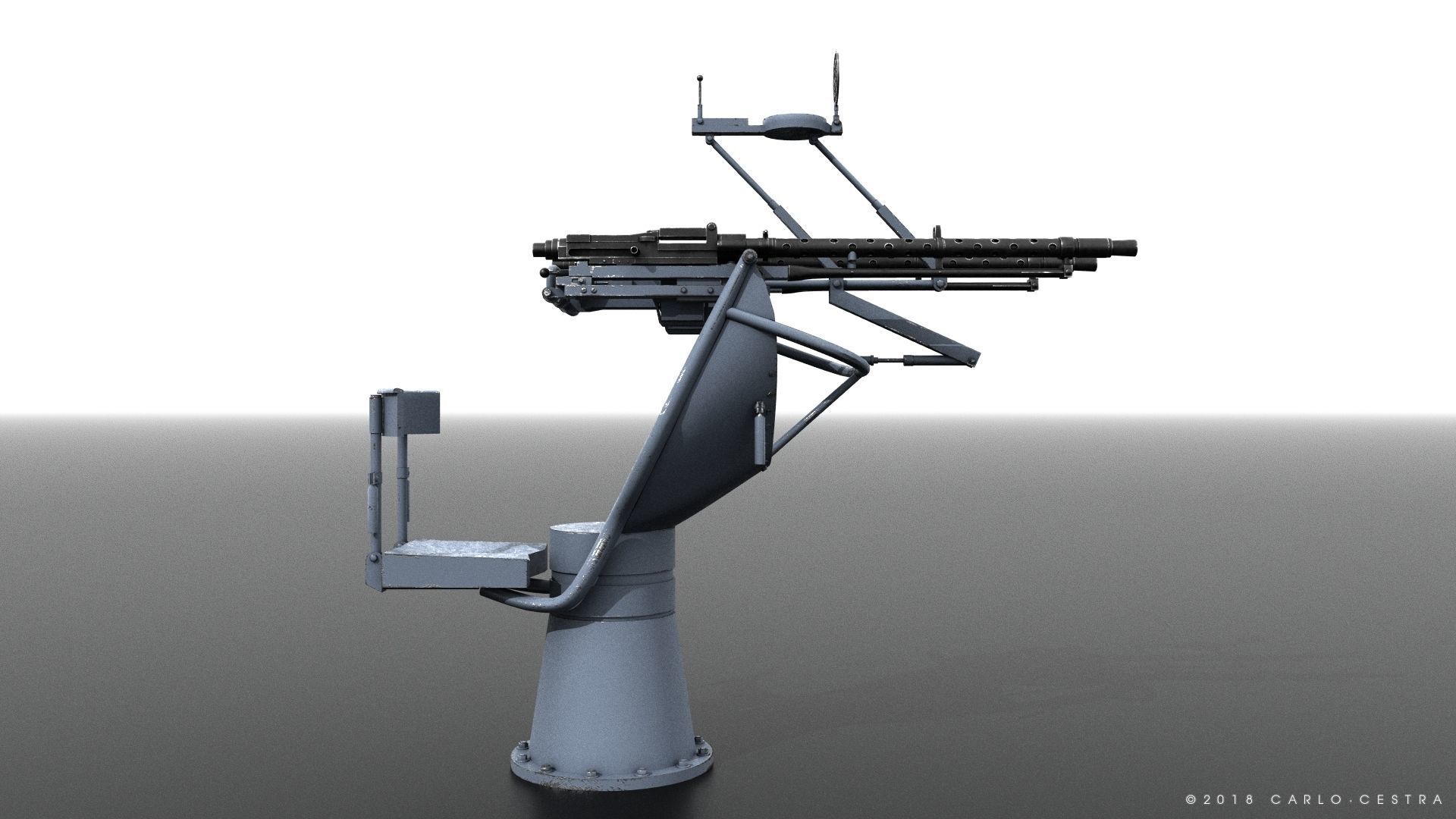 MG34 Zwillingsockel36 B Low-poly 3D model_10