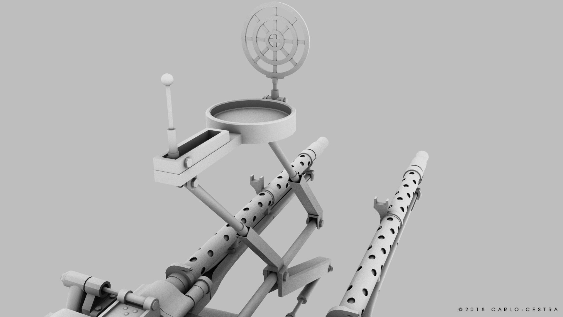 MG34 Zwillingsockel36 B Low-poly 3D model_25
