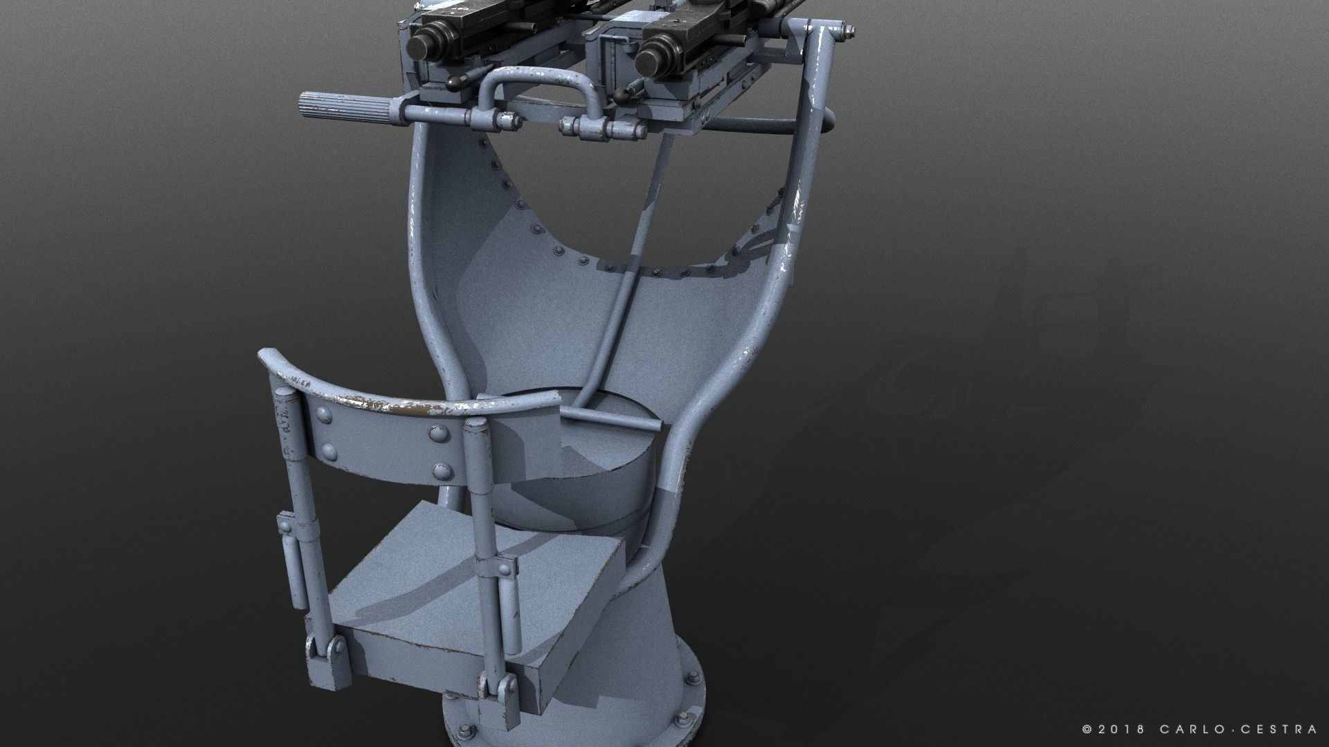 MG34 Zwillingsockel36 B Low-poly 3D model_3