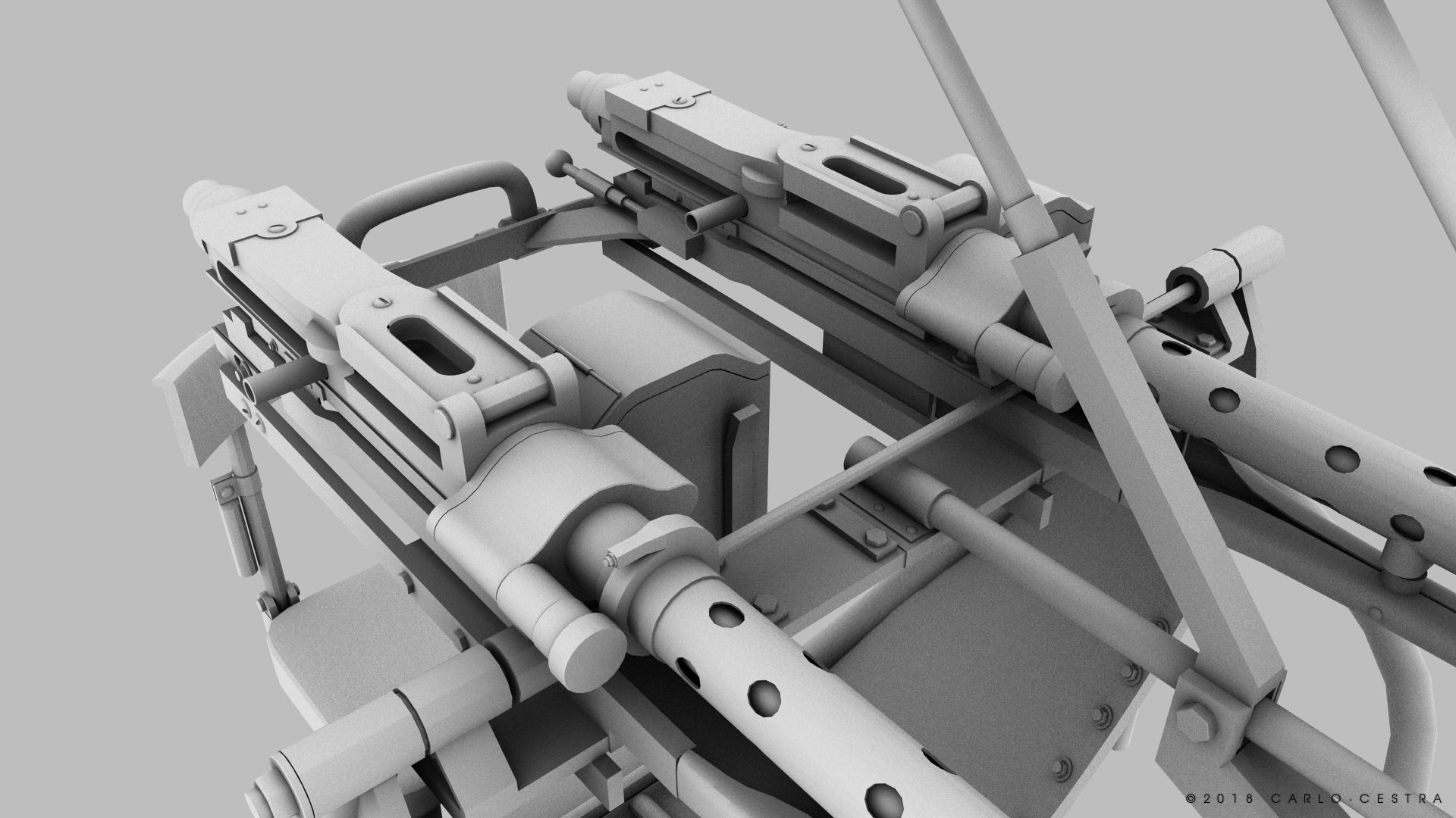 MG34 Zwillingsockel36 B Low-poly 3D model_21