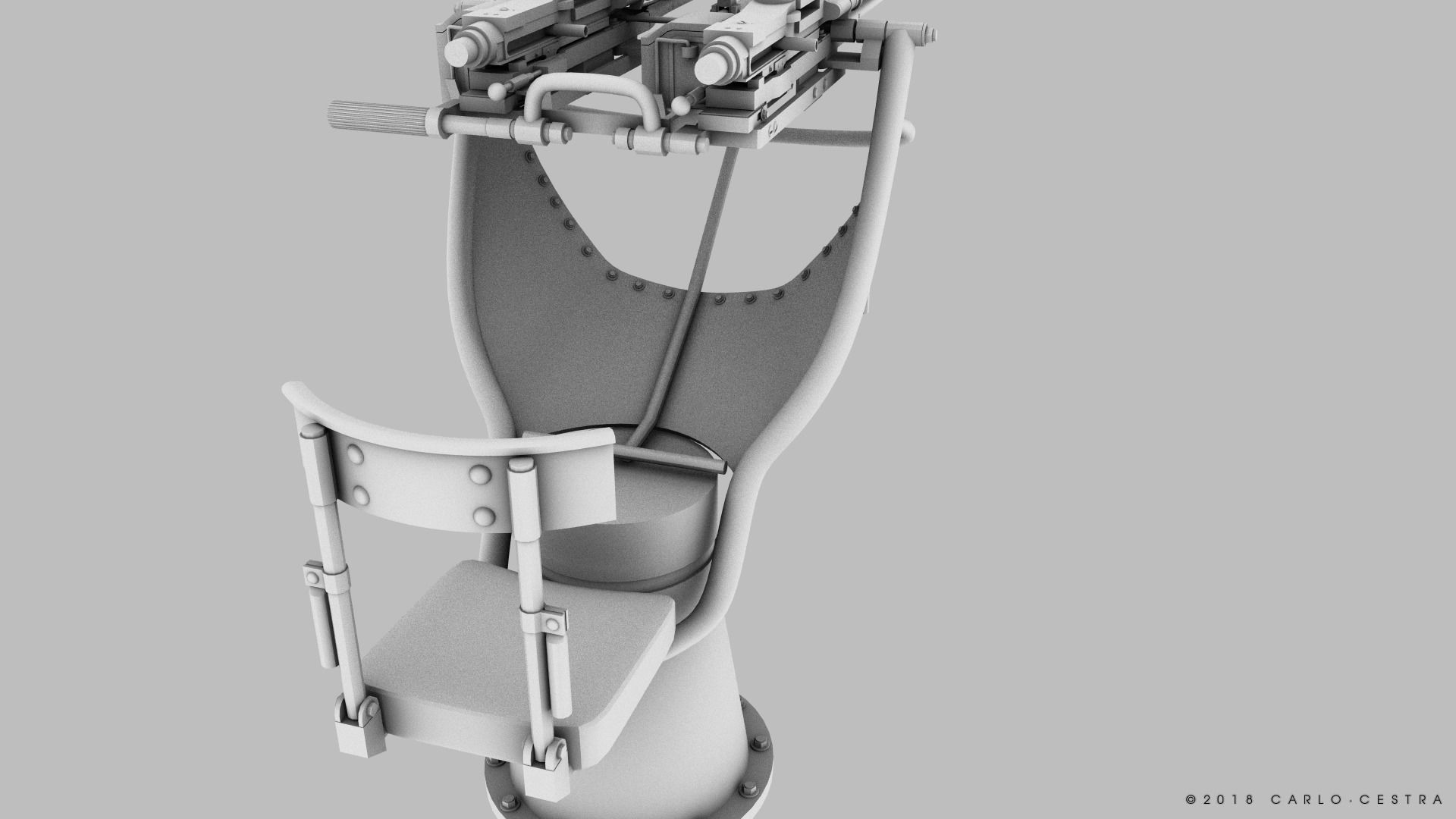 MG34 Zwillingsockel36 B Low-poly 3D model_22