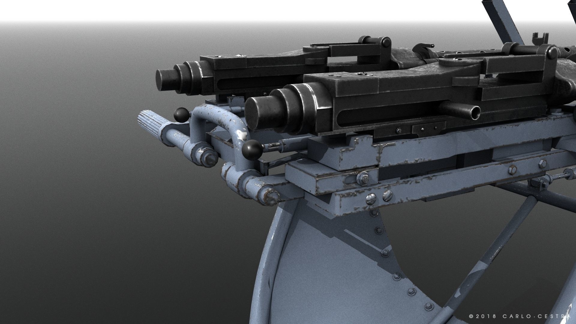 MG34 Zwillingsockel36 B Low-poly 3D model_8