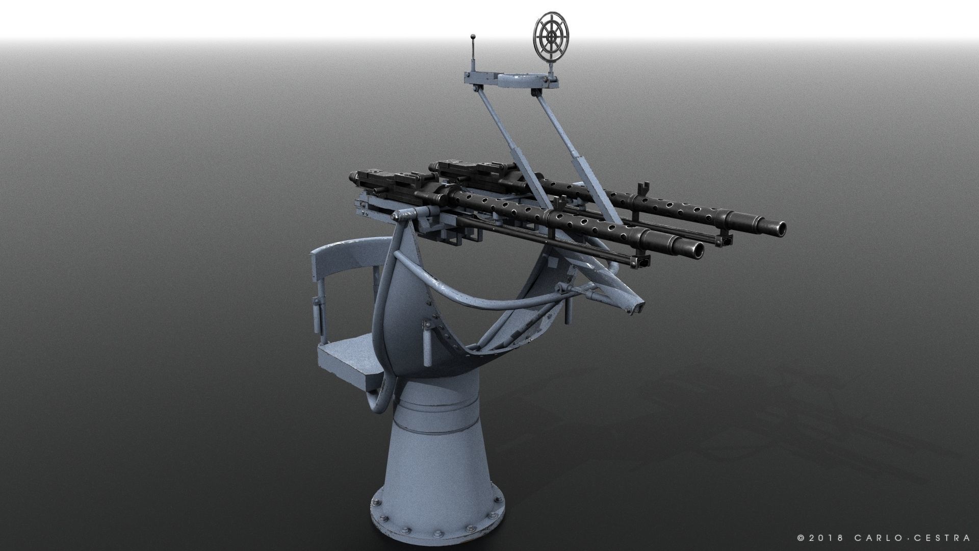 MG34 Zwillingsockel36 B Low-poly 3D model_1