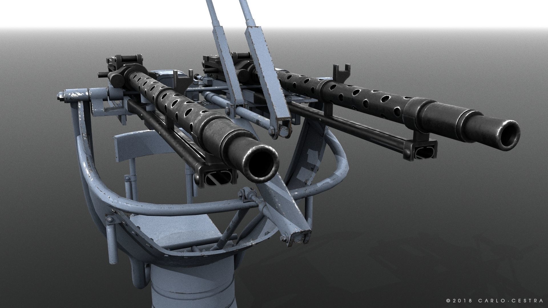 MG34 Zwillingsockel36 B Low-poly 3D model_5