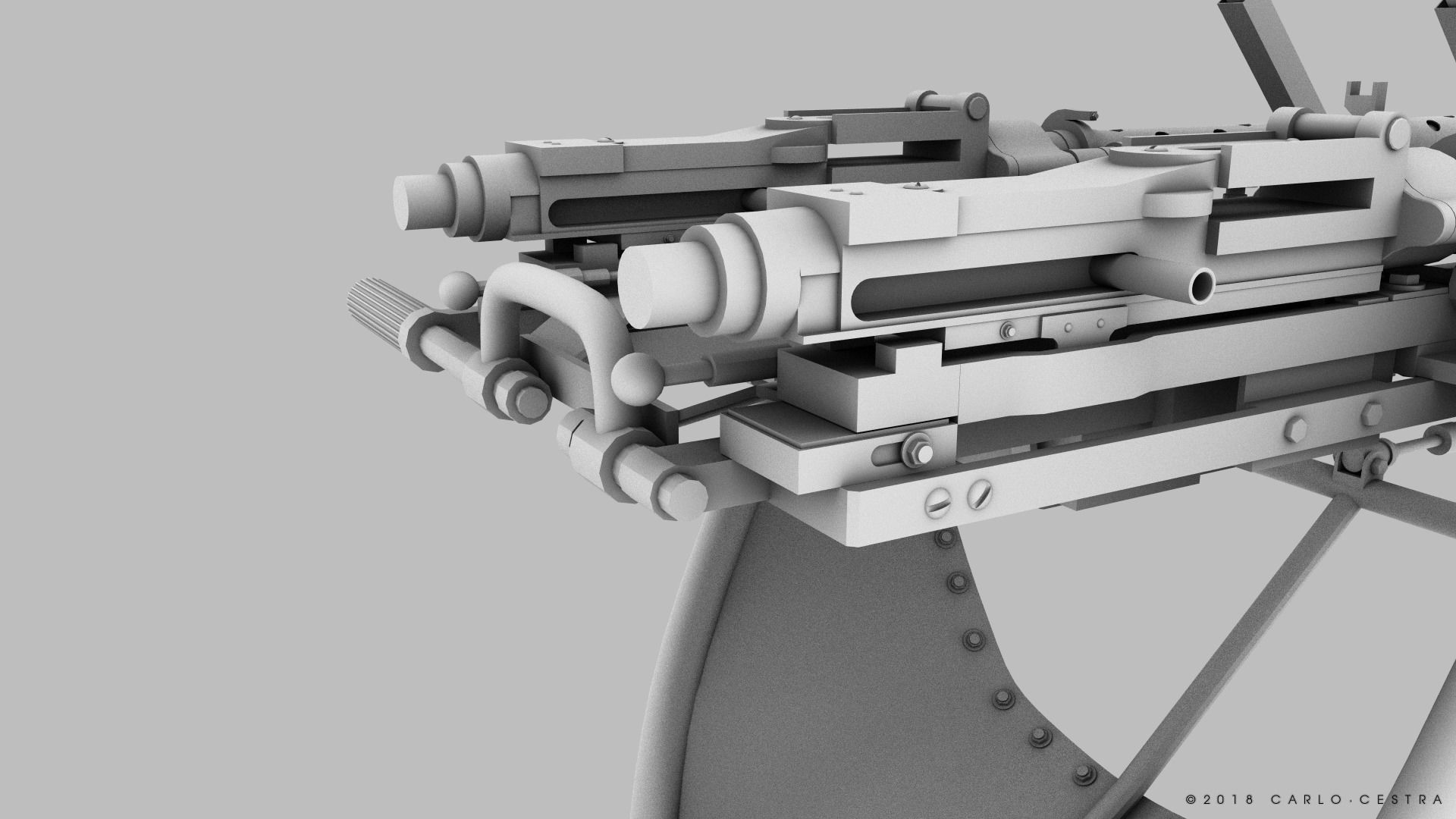 MG34 Zwillingsockel36 B Low-poly 3D model_26