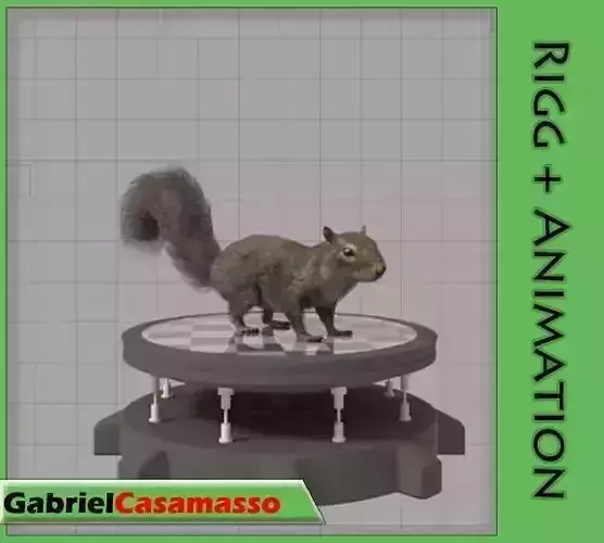 Squirrel on platform Low-poly 3D model