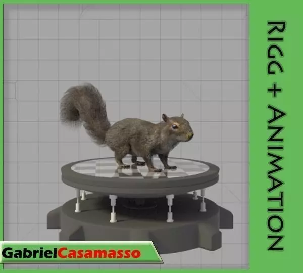 Squirrel on platform Low-poly 3D model_0