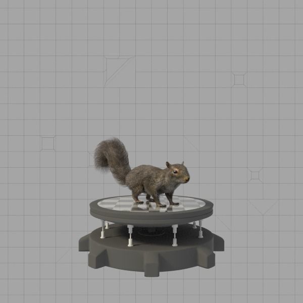 Squirrel on platform Low-poly 3D model_2