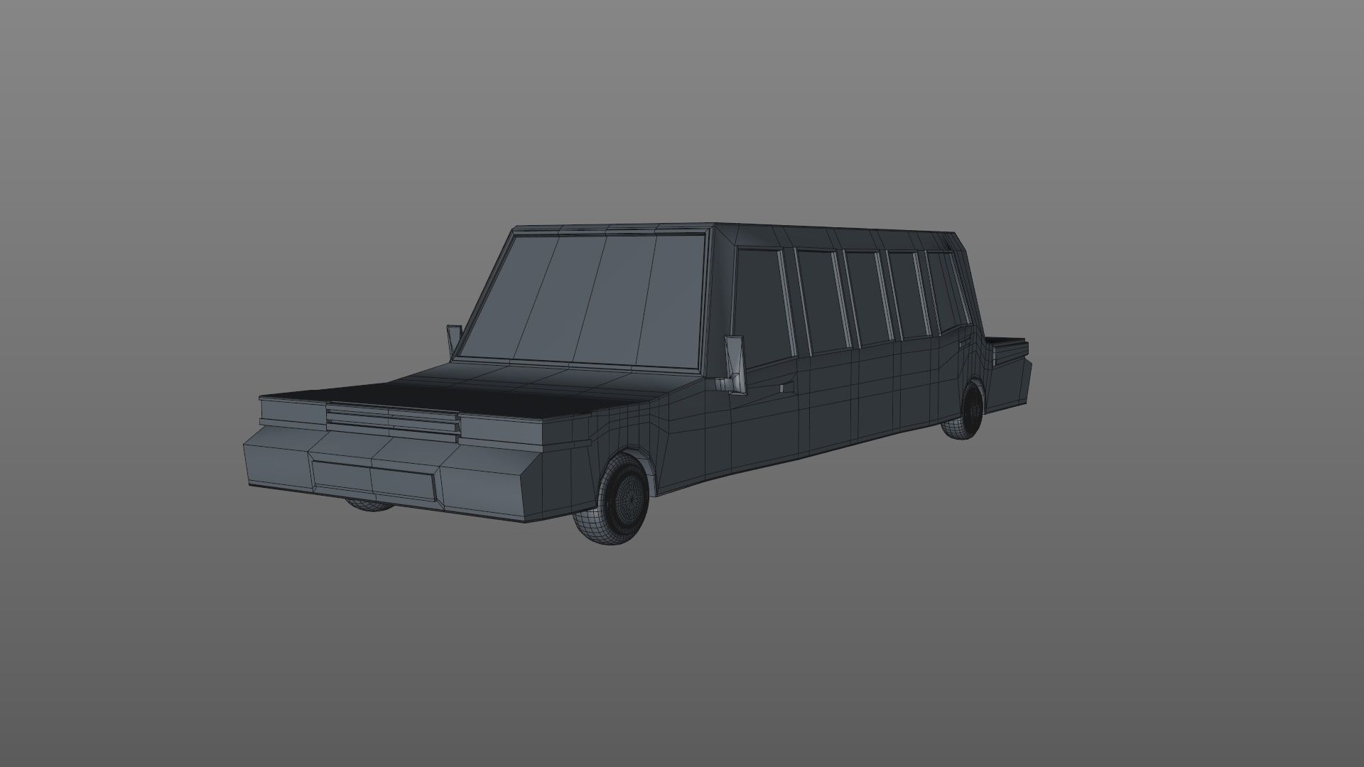 Low Poly Limousine car in desert Low-poly 3D model_4