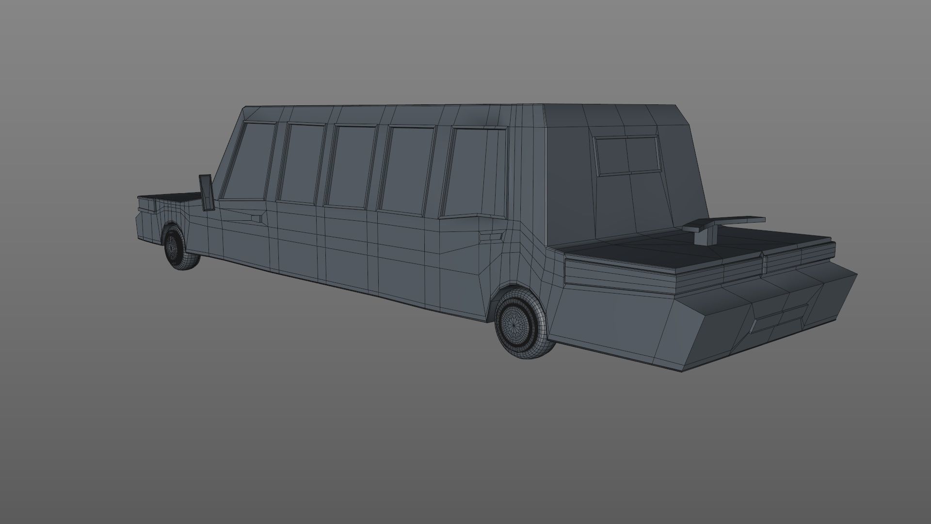 Low Poly Limousine car in desert Low-poly 3D model_5