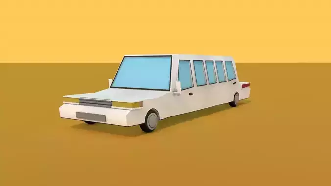 Low Poly Limousine car in desert Low-poly 3D model