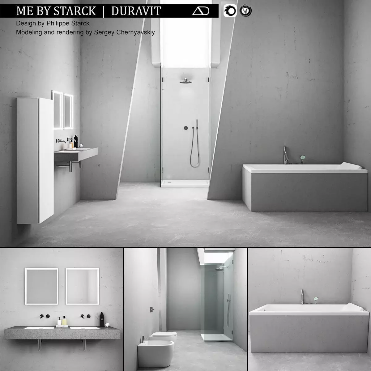 Bathroom furniture set ME by Starck Duravit  3D model_0