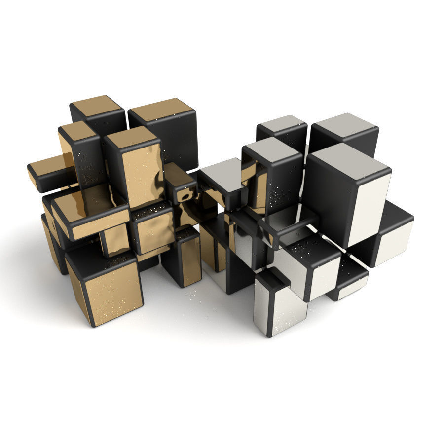 Mirror cube 3x3x3 puzzle toy 3D model_4