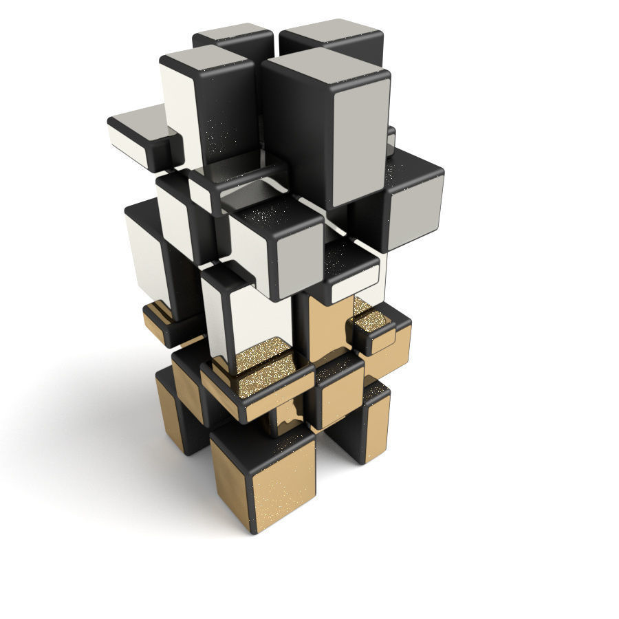 Mirror cube 3x3x3 puzzle toy 3D model_5