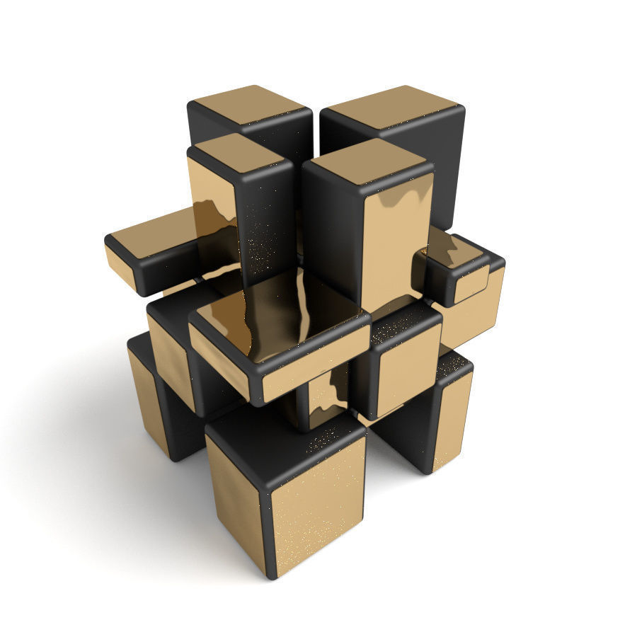 Mirror cube 3x3x3 puzzle toy 3D model_3