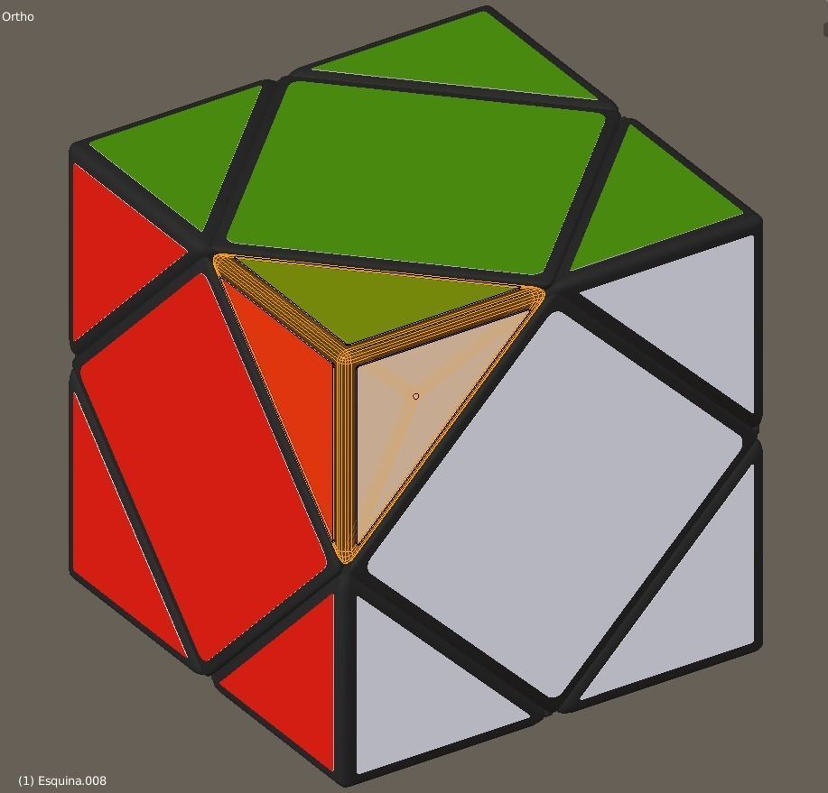 Skewb cube puzzle 3D model_4