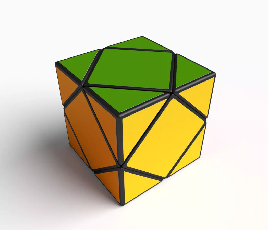 Skewb cube puzzle 3D model_0