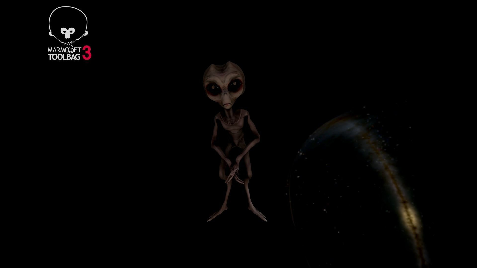 Grey Alien - Area 51 Low-poly 3D model_4