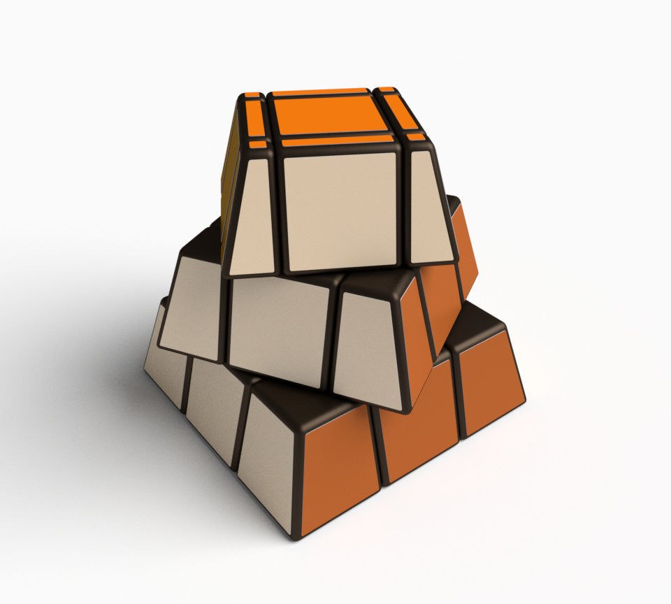 Original pyramid cube puzzle toy 3D model_3