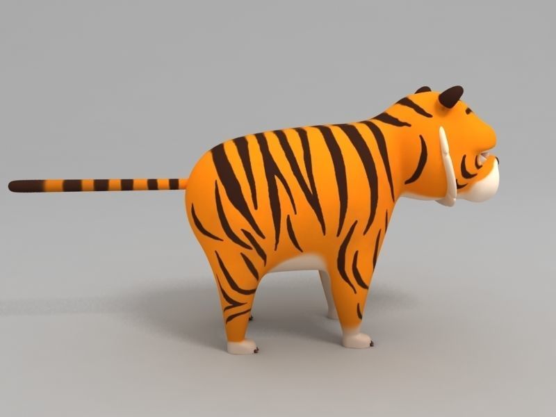Tiger cartoon 3D model_1