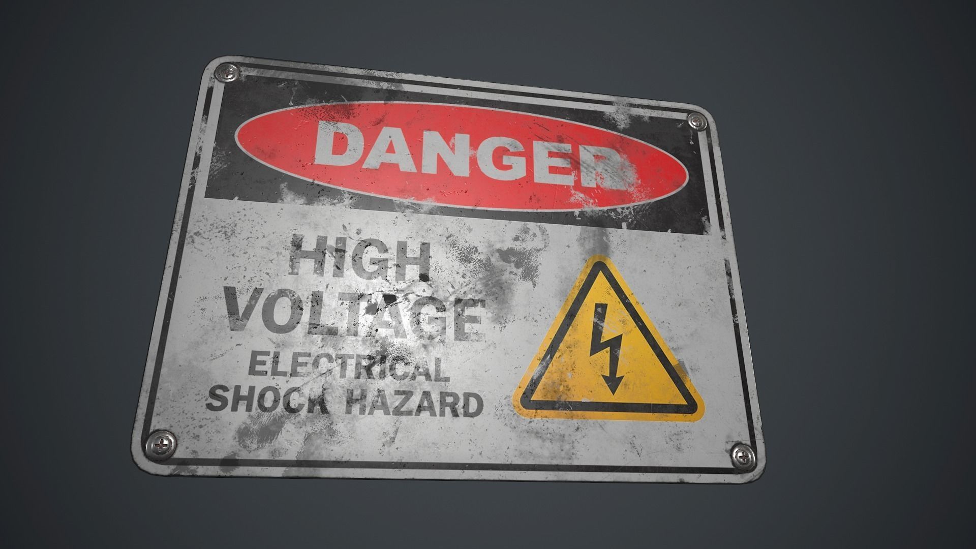 Plastic Danger sign PBR Game Ready Low-poly 3D model_9