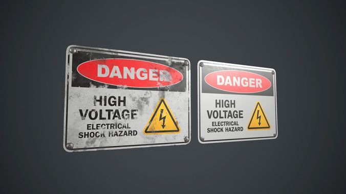 Plastic Danger sign PBR Game Ready Low-poly 3D model