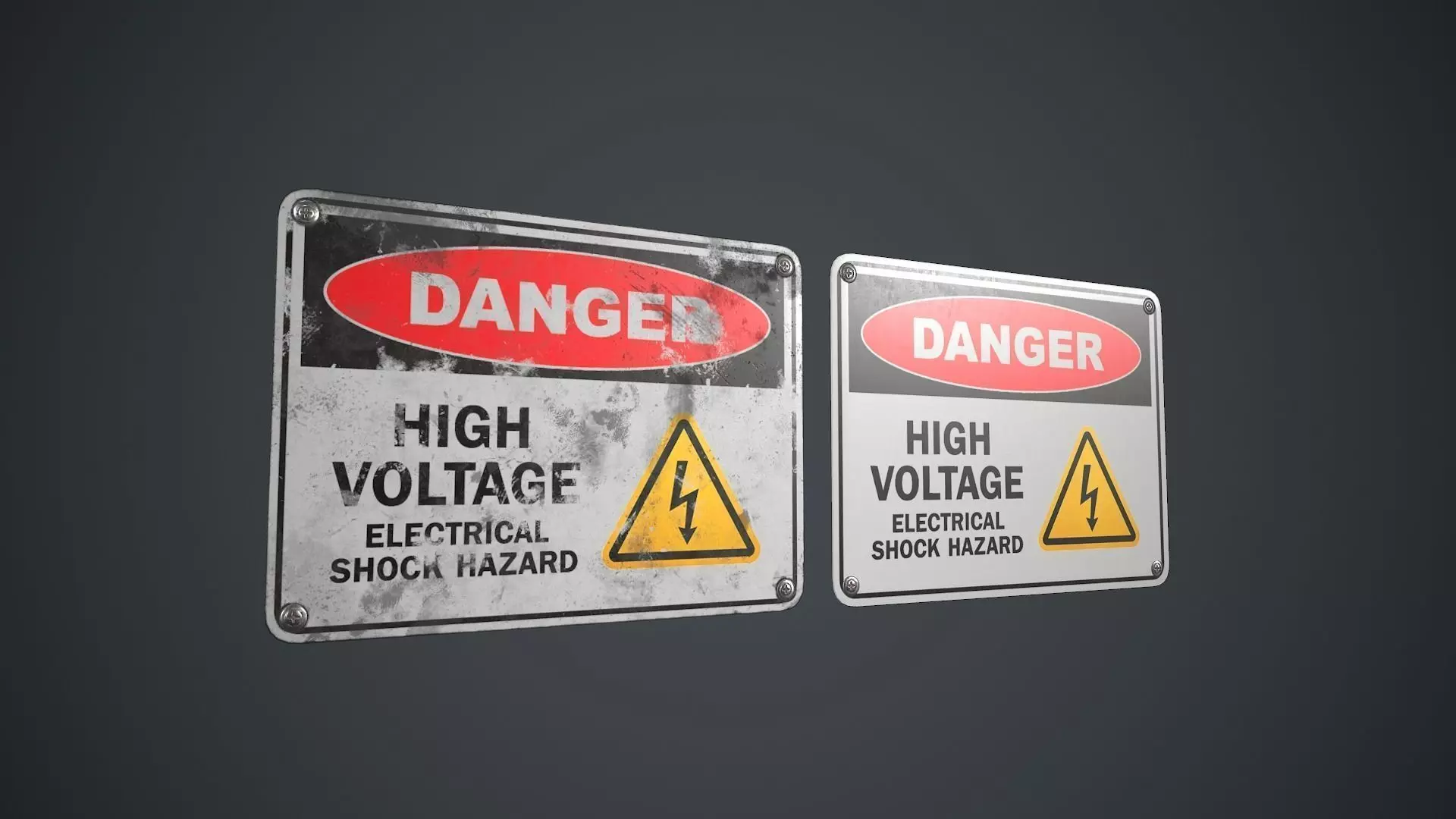 Plastic Danger sign PBR Game Ready Low-poly 3D model_0