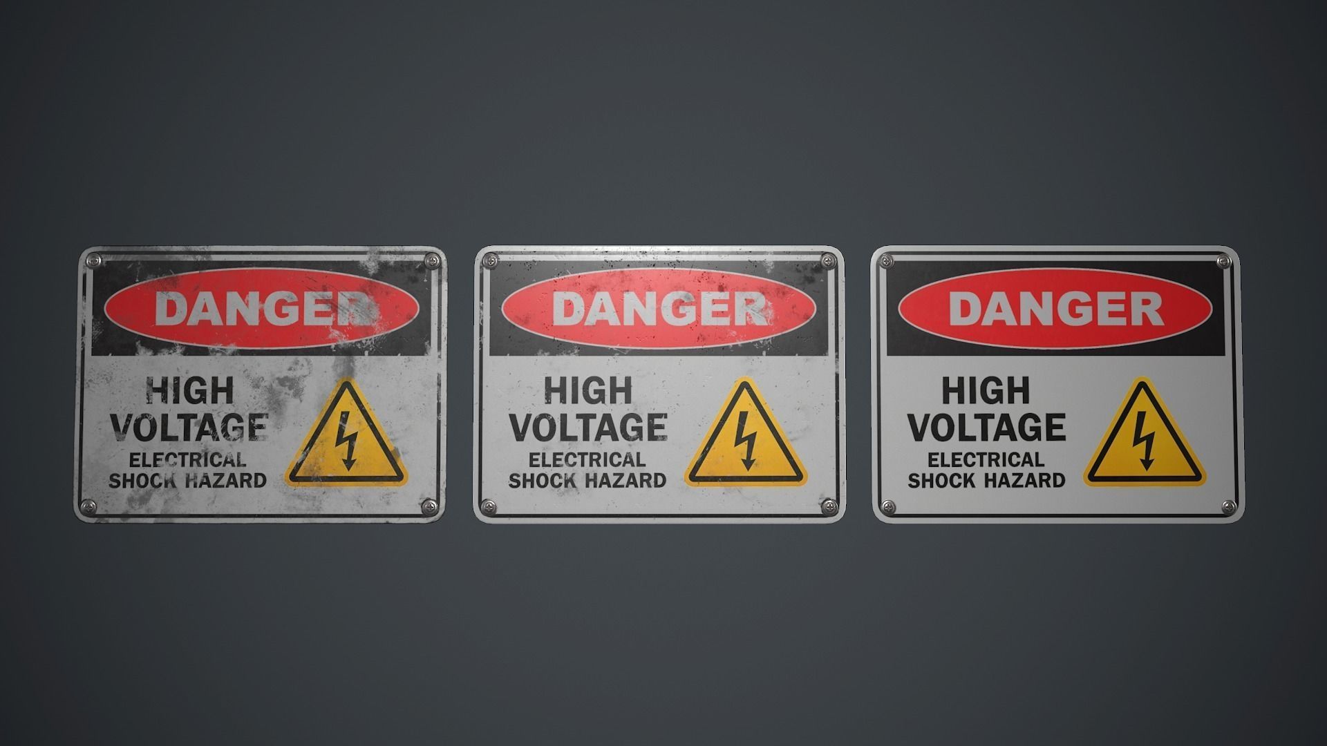Plastic Danger sign PBR Game Ready Low-poly 3D model_3