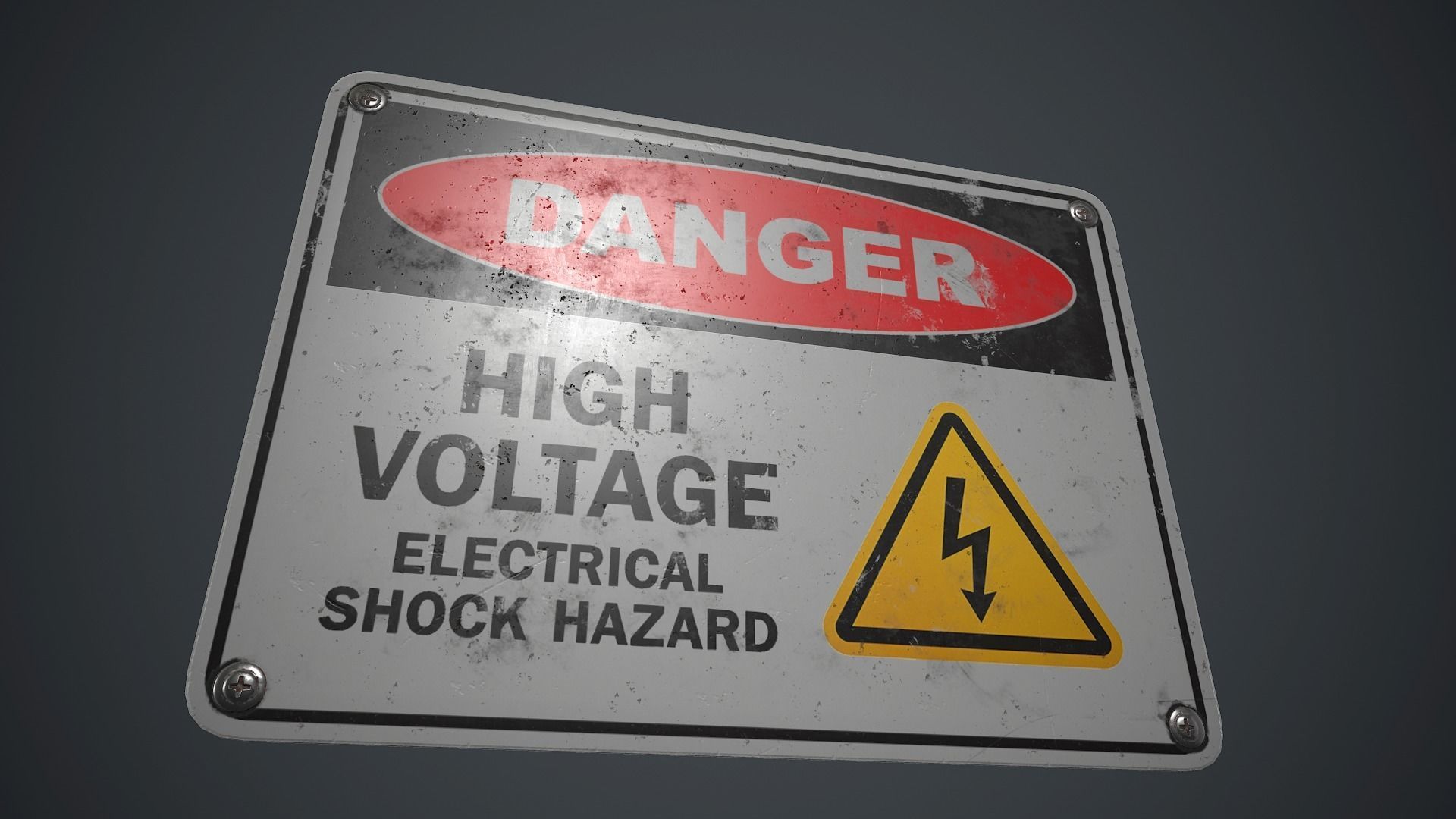 Plastic Danger sign PBR Game Ready Low-poly 3D model_7