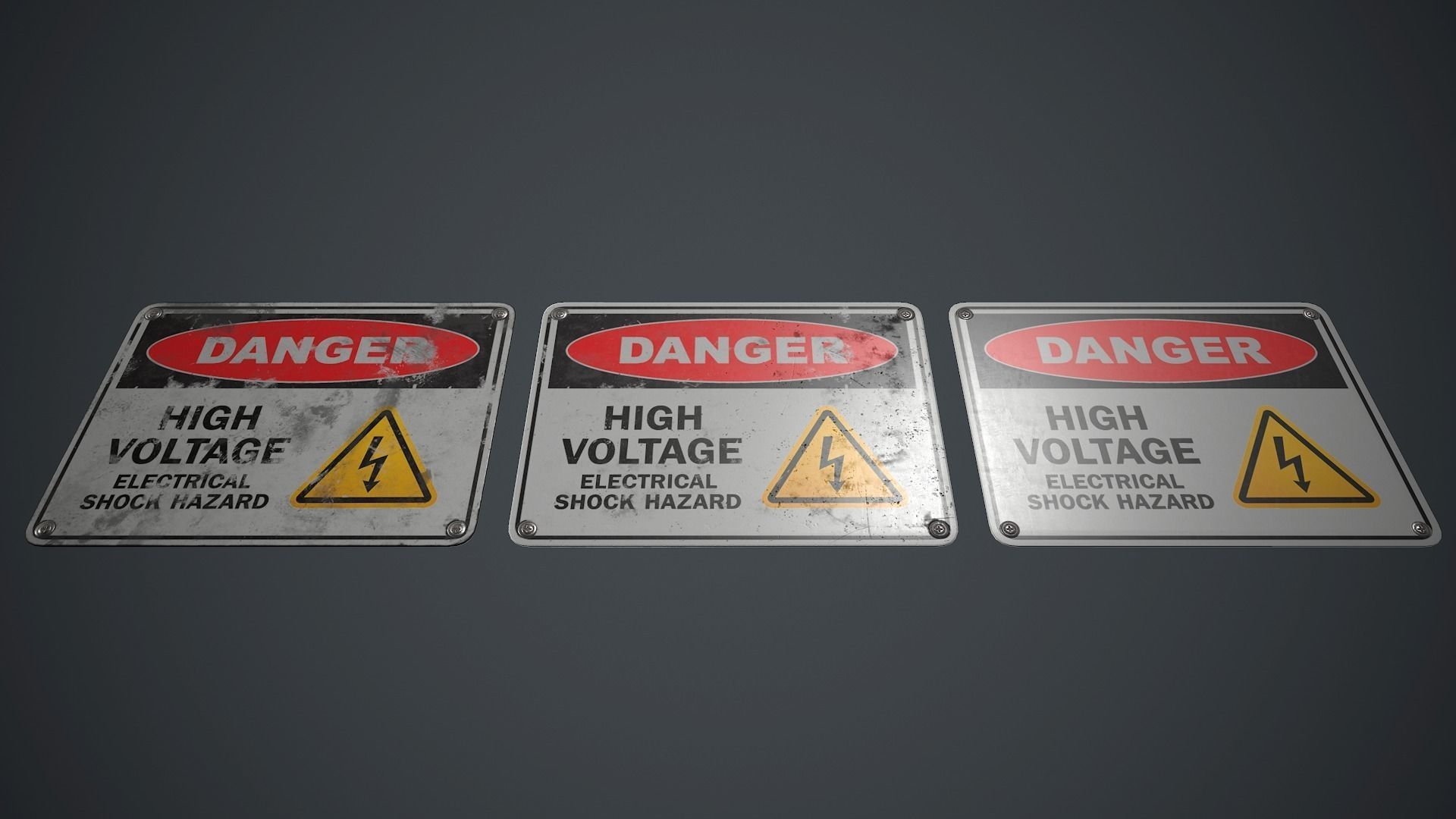 Plastic Danger sign PBR Game Ready Low-poly 3D model_4