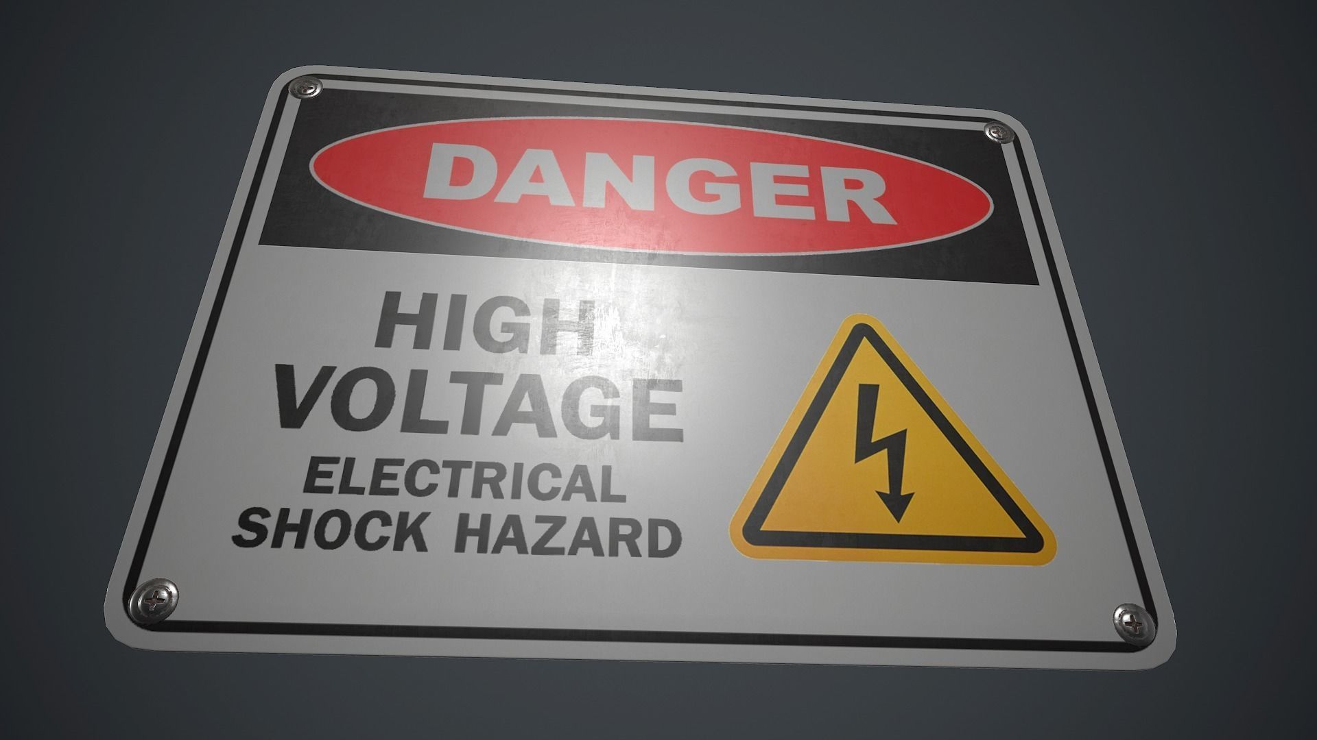 Plastic Danger sign PBR Game Ready Low-poly 3D model_6