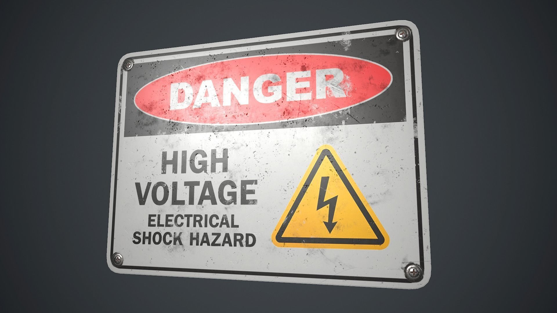 Plastic Danger sign PBR Game Ready Low-poly 3D model_8