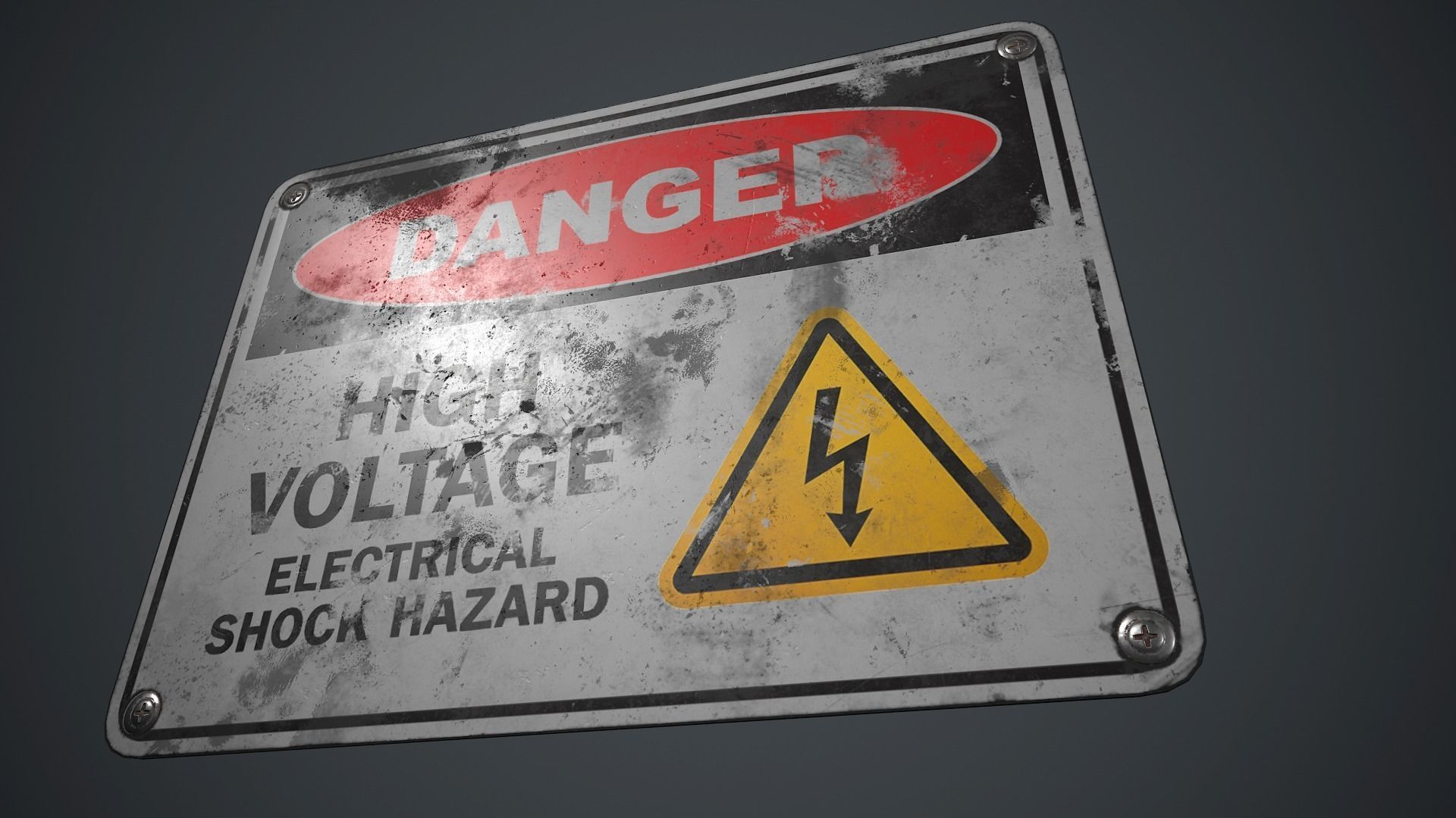 Plastic Danger sign PBR Game Ready Low-poly 3D model_10