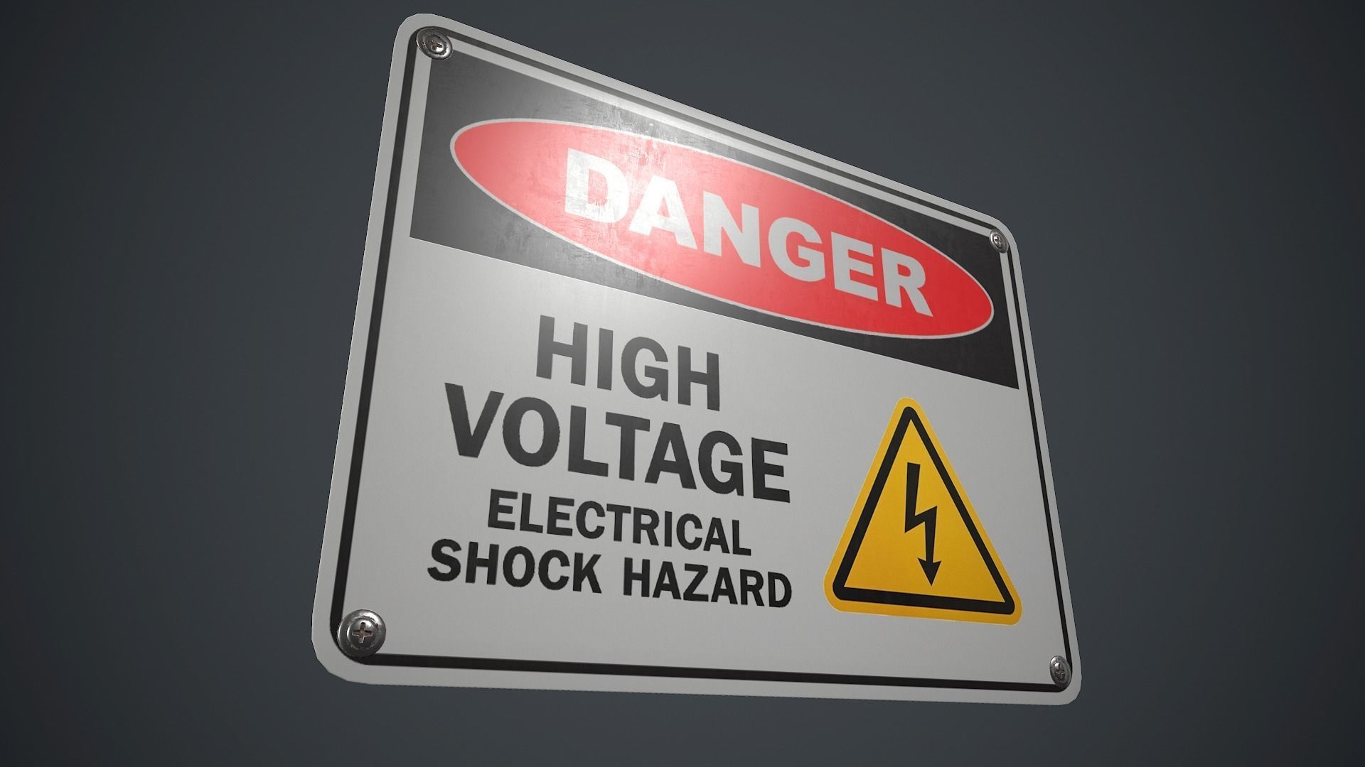 Plastic Danger sign PBR Game Ready Low-poly 3D model_5