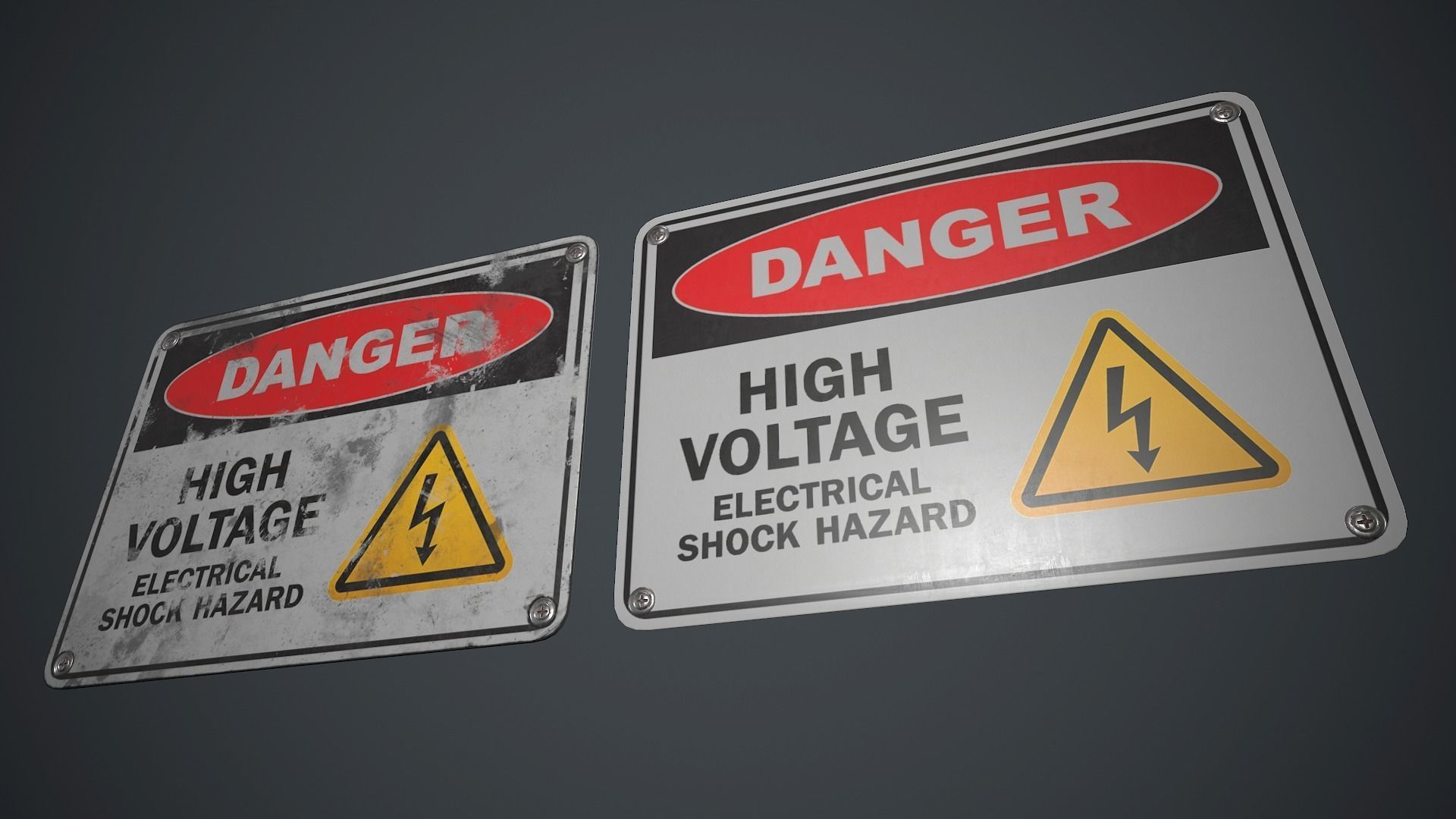 Plastic Danger sign PBR Game Ready Low-poly 3D model_2