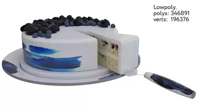 Cake with barries 3D model
