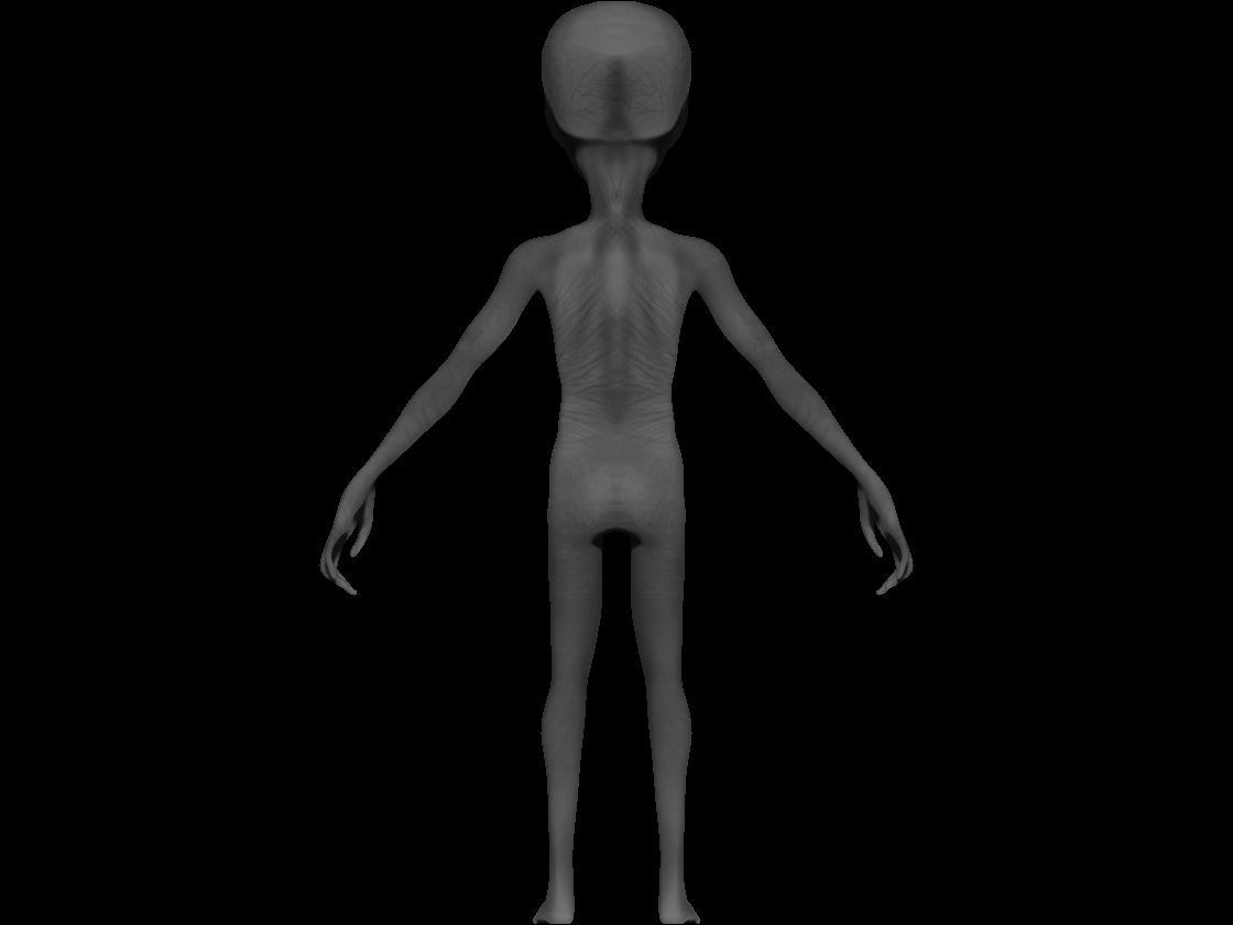 Grey Alien - Zeta Reticulian 3D - OBJ-FBX Low-poly 3D model_4