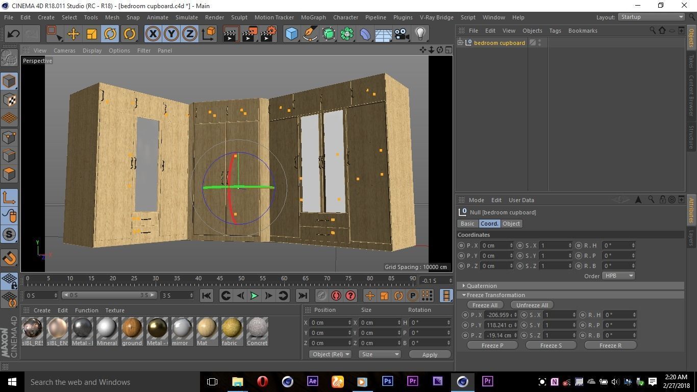 Triple Bedroom Cabinet Low-poly 3D model_2