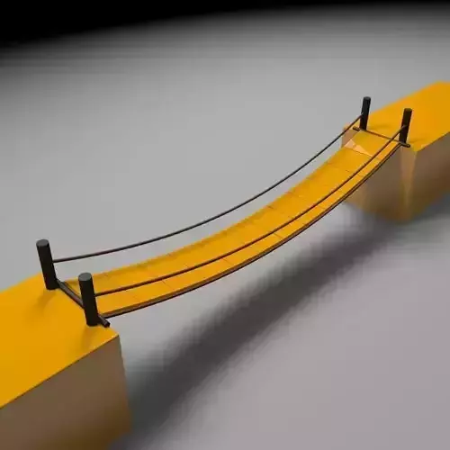 Dynamic bridge with gravity and wind Low-poly 3D model