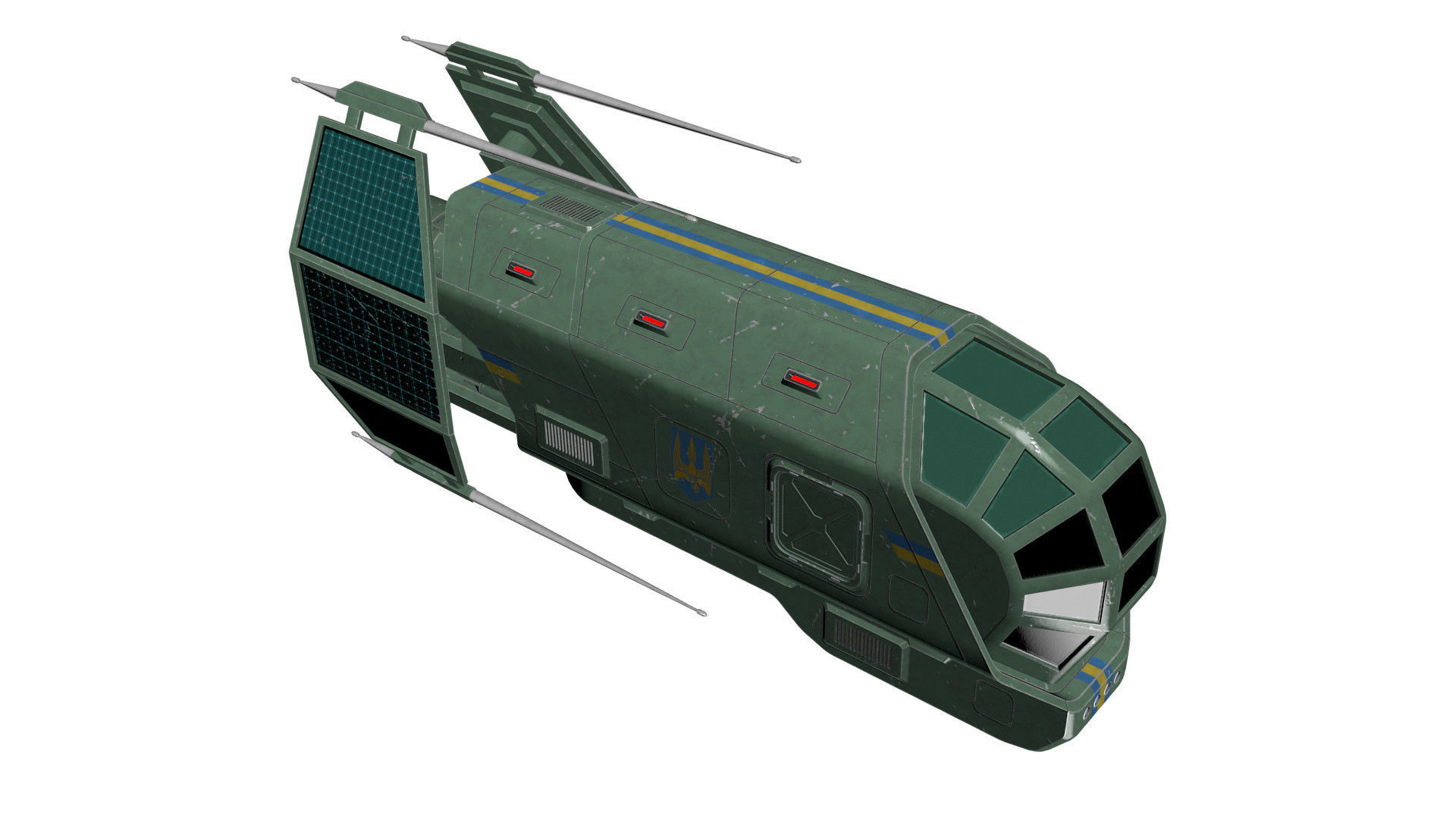 Spaceship Patriot Type 2 Green Low-poly 3D model_8