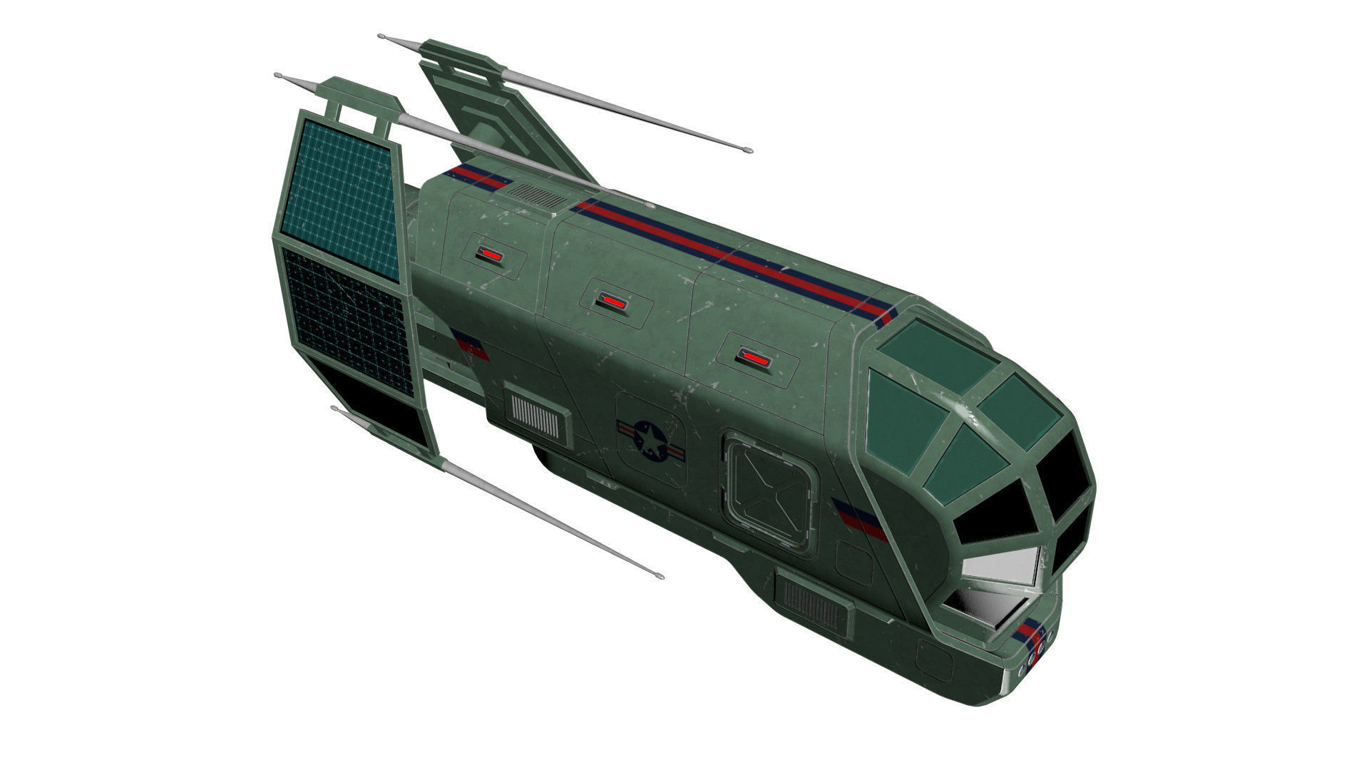 Spaceship Patriot Type 2 Green Low-poly 3D model_9