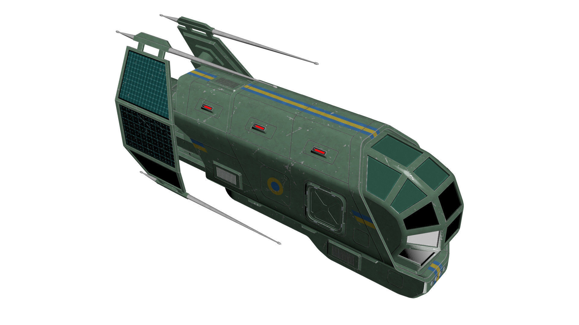 Spaceship Patriot Type 2 Green Low-poly 3D model_12
