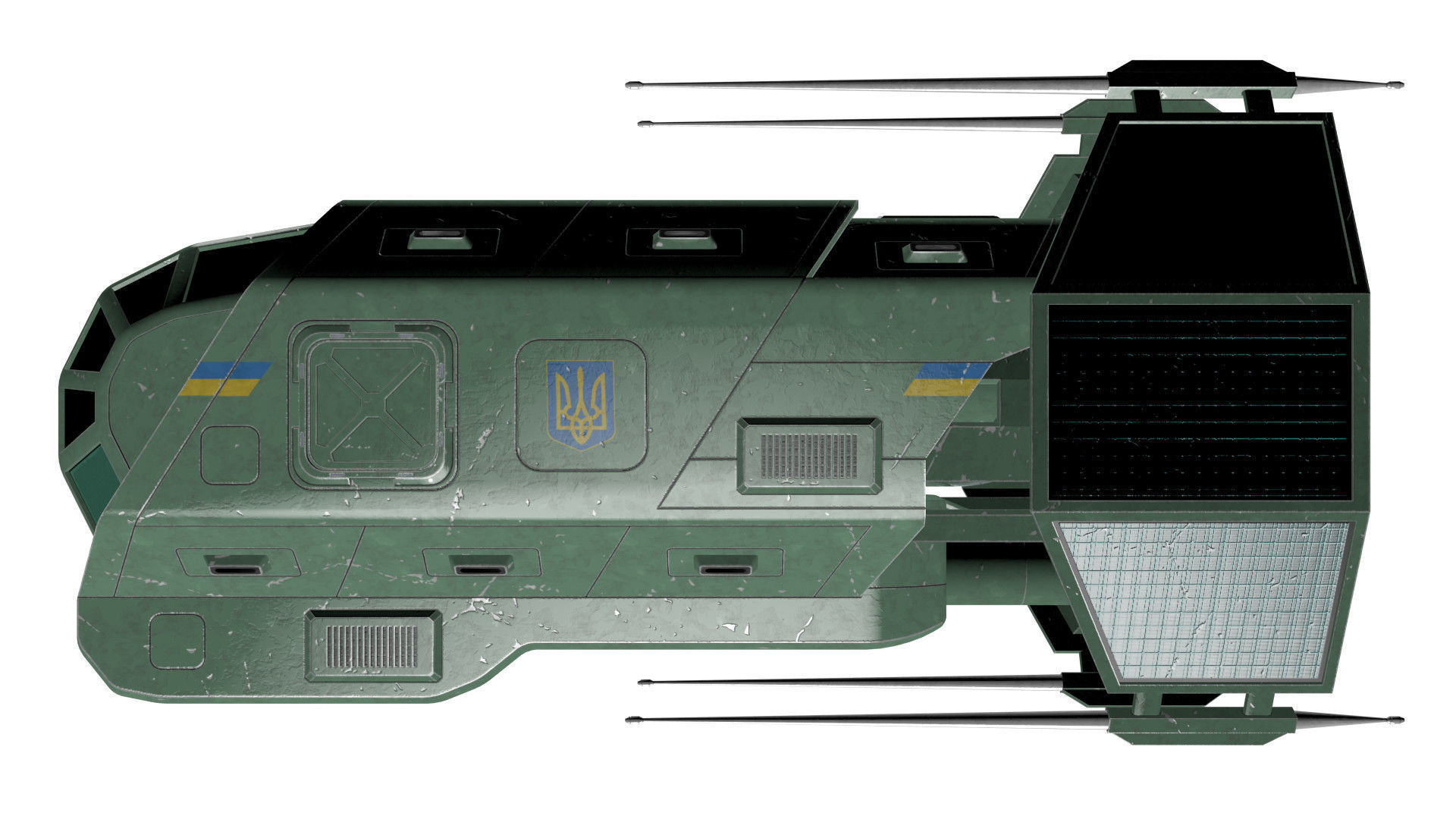 Spaceship Patriot Type 2 Green Low-poly 3D model_23